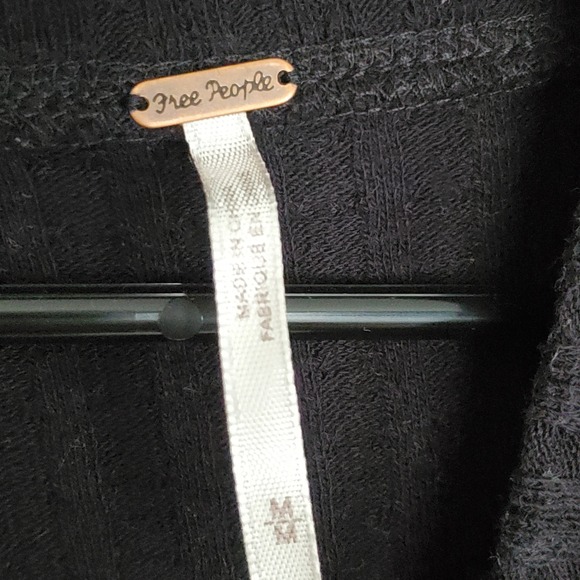 Free People Mixed Up Cuff Thermal Top Ribbed Sweater Striped Crochet Cuff M - Picture 4 of 9